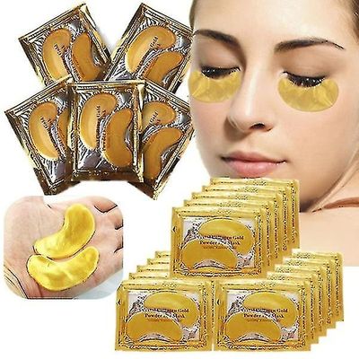 Qinfen 50 par kollagen øyemaske gull pulver øye patch anti rynke fuktighetsgivende under øyne pads