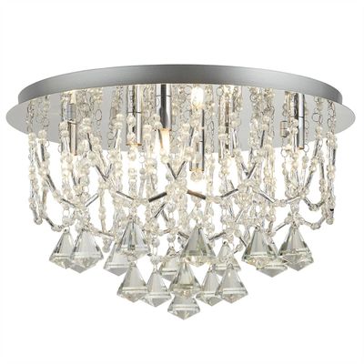 Searchlight Lighting Mela 6 Lys loft Semi Flush Light Chrome, klar med krystalglas, G9