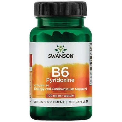 B6-vitamiini Pyridoksiini 100 mg, 100 kapselia Swanson