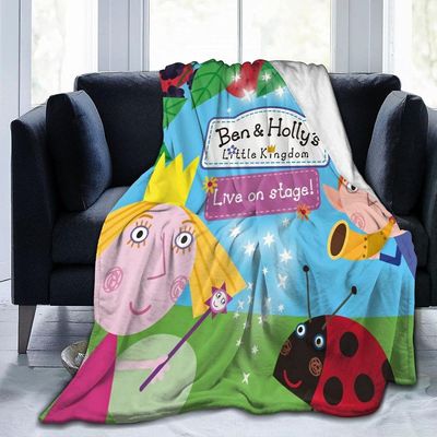 Ben & Holly's Little Kingdom Ultra-soft Micro Fleece teppe komfortabel og varm i alle årstider For sofa sovesofa, svart 50x40in 125x100cm