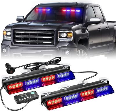 Bil 16 LED Politi Strobe Flash Light Dash Emergency Blinkende Lys Blå Som vist