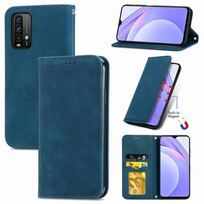 Gangxun Sag For Xiaomi Redmi 9 Power Magnetisk Lukning Læder Tegnebog Cover Housse Etui Shockproof - Blue