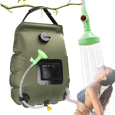 Xqday Bærbar Camping Solar Shower Bag 5g 20l brusetaske med aftagelig slange og tænd / sluk