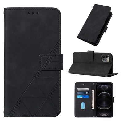 Gangxun Kompatibel med iphone 12 Pro Case Læder Folio Cover Wallet Magnetic Premium Tui Coque sort