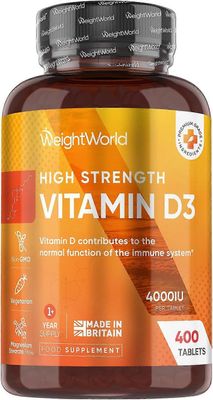 WeightWorld D3-vitamiini 4000IU | 400 tablettia | 1+ vuoden tarjonta | Yksi päivä lisäravinne