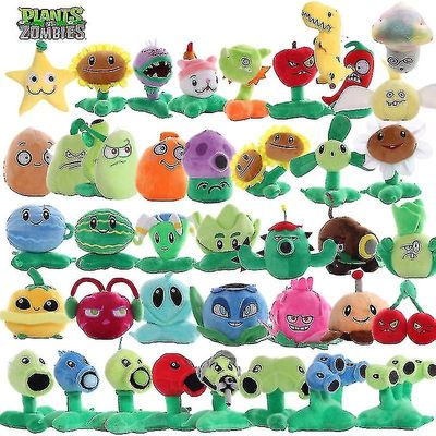 Nya växter vs Zombies 15-20cm Plyschleksaker Tecknad Anime Doll Peashooter Cherry Bomb Väggmutter Sunflower Squash Split Pea Kids Gift YR-B7