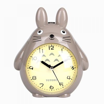 SAYTAY vekkerklokker for soverom, tegneserie vekkerklokke Totoro vekkerklokke nattlys, student barnehjem dekorasjon skrivebordsklokke (grå)