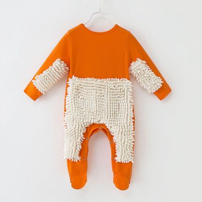 Aiyuego Baby Drenge Piger Rengøring Moppe Romper Baby Mop Tøj Langærmet Kravle Tøj Jumpsuit Bomuld Spædbarns moppedragt Orange hvid 85cm