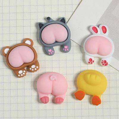 5pcs harpiks sjarm tegneserie søt dyr DIY flat rygg gris bjørn katt morsom stor rumpe harpiks dekor scrapbooking tilbehør mengxi Multicolor