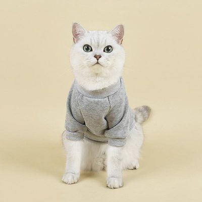 Cat Cloth Pet hettegenser høst og vinter Ny komfortabel pustende varm fluffy hundeklær Liten hund og katt klær S Light Grey
