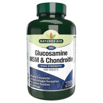 Natures Aid Glukosamiini 500mg MSM 500mg + kondroitiini 100mg 180 tablettia