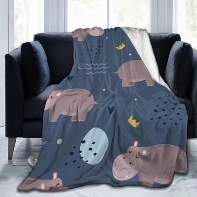 Kerota Hippo eläinten heittohuopa erittäin pehmeä flanellifleece sängyn peitot mikrokuituinen sängynpäällinen sohvalle sohva makuuhuone toimisto re...