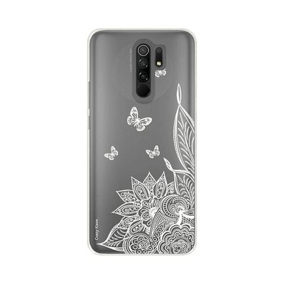 Crazy Kase Skrog til Xiaomi Redmi 9 Blød Mandala blomst og hvide sommerfugle