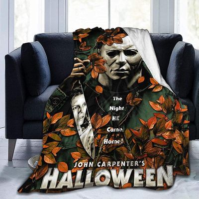 Kerota HalloWeen MicHael MyErs UltraSoft Warm Micro Fleece Throw Blanket Sherpa Plush Fleece puettavat heittopeitot vuodesohvalle olohuoneeseen 80x...