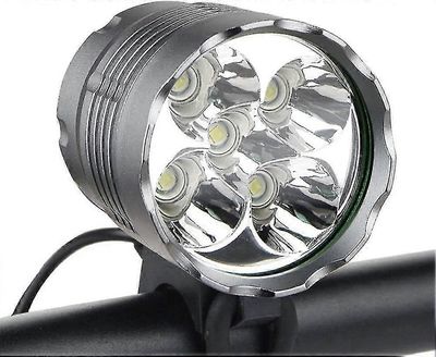 Ladattavat pyörän valot - 6000 lumenia vedenpitävä etuvalo, 5 LED-polkupyörän valo akulla, 3 tilaa ajovalaisin