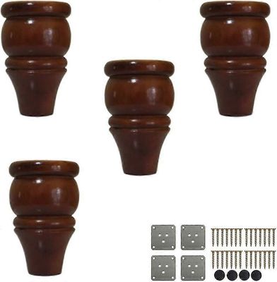 Puiset huonekalujalat4kpl massiivipuiset huonekalujalat, puiset pullan jalat, pyöreät korvaavat sohvajalat, asennuslevyllä ja ruuveilla, kaappiin, ...