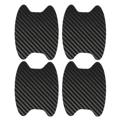 Besser 4pcs 3d Kulfiber Bil Dørhåndtag Protector Sticker Sort