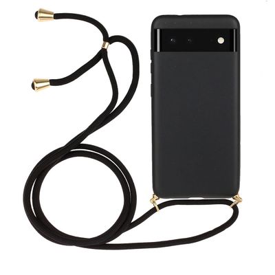 Hvetestrå + Tpu-veske med snor for Google Pixel 6 Pro Svart