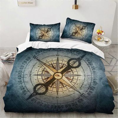 Kerota Pussilakana, kompassipussilakana, 3D-tulostetut pussilakanasetit, 100% mikrokuituliina, vuodevaatteet 1 tyynyliinalla Double200x200cm