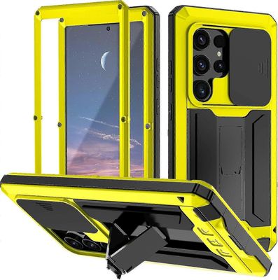 Vedenpitävä kotelo Samsung Galaxy S24 Ultra / S24 Plus / S24 alumiinimetallirunko liuku koko runko Keltainen For S24