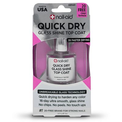 Nail-aid Quick Dry Glass Shine -päällyslakka, 0.55 oz