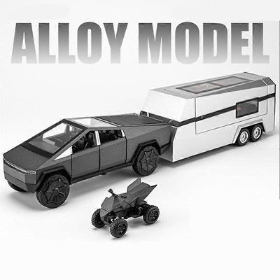 1/32 Cybertruck Pickup Trailer Alloy Car Model Diecasts Metal Off-road Vehicles Truck Model Sound and Light Kids Toys Gift Toy Cars Musta moottorip...