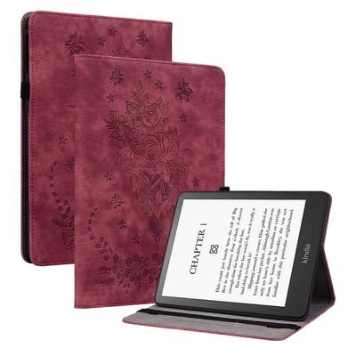 Amazon Kindle Paperwhite (2024) nahkakotelokortin pidikkeelle Rose Flower E-Reader -kansi Monivärinen Style D