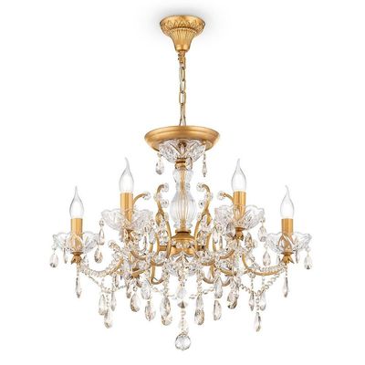 Maytoni Lighting Sevilla lysekrone guld og krystal, 6 lys, E14