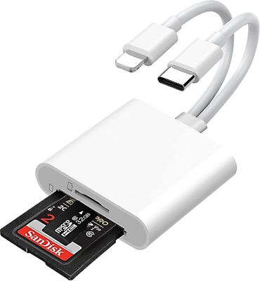 SD-kortinlukija iPhone iPadille, USB C SD -kortinlukija, jossa MicroSD / SD-kaksoiskorttipaikka, tyypin C OTG-sovitin, kamerakortin katseluohjelman...