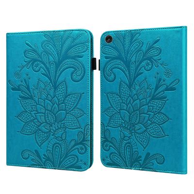 Lenovo Tab M10 3rd Gen Lace Flower Embossing Pattern nahkainen tablettikotelo Sininen