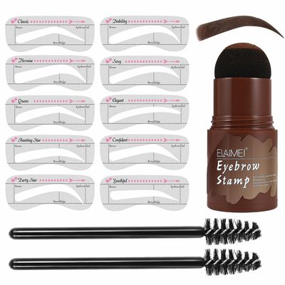 3stk Perfekt Brows Stencil & Frimærkesæt Med 2 børster Et trin Langvarig Formgivningssæt medium brun