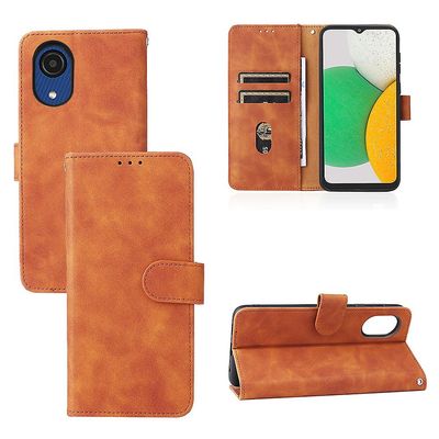 Etui til Samsung Galaxy A03 Core Cover Premium læder med kortholder Flip Folio magnetisk etui Etui Coque - sort Brown