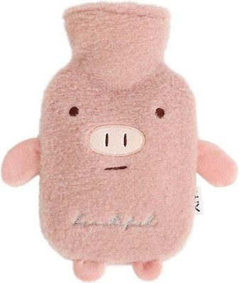 LINJOU kuumavesipullo kannella, pehmeä pehmokuvio hyvään lahjaan perheelle tai ystävälle (possulle)