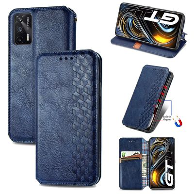 Kompatibel med Realme Gt Neo / Gt Neo2t Flip Case Etui Vintage Wallet Flip Cover med magnetisk lukning Coque - Blå