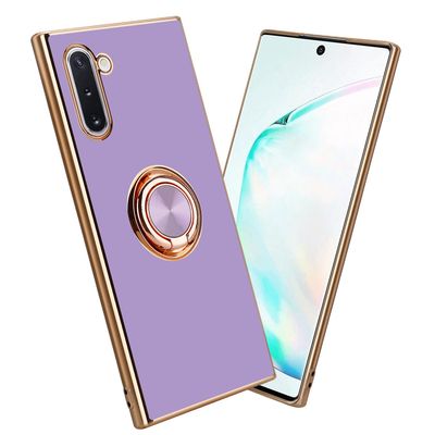 Samsung Galaxy NOTE 10 Hülle Handy Cover TPU-kotelo - kameran suojauksella ja renkaalla Kiiltävä musta - kulta