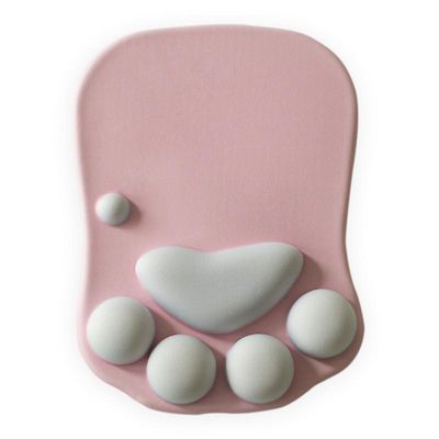 Cat Paw Mouse Pad, halkfri ergonomisk gelmusmatta med handledsstöd- rosa