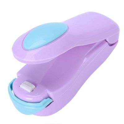 1 stykke bærbar husstand mini varmeforsegling maskine keramisk impuls Sealer Seal Pakning Capper Plastic Bag Sealer Lilla Bund