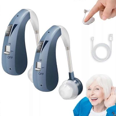 Heasouls-kuulokojeet, 2025 Uusi ladattava kuulovahvistin senioreille Hopea USB 2kpl