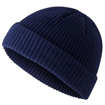 Varychmoo Unisex Strikket Hue Solid Hatte Vinter Fisherman Trawler Sailor Skull Hæklet Warm Caps Marineblå