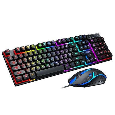 Dewenwils Dww-Clavier de Gaming et Souris, LED Rtro-clairage Arc no Ciel Luminosits de Couleurs Clavier Filaire USB Gamer et Souris