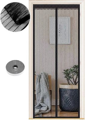 Hyttysverkko oville, 70 x 200cm, tehokkaat magneetit, automaattinen sulkeminen, oviverhokäytävät patio ilman porausta, musta nauha