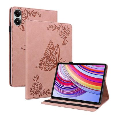 Wigento Xiaomi Redmi Pad Pro 12.1" perhonen keinonahkalaukku vaaleanpunainen