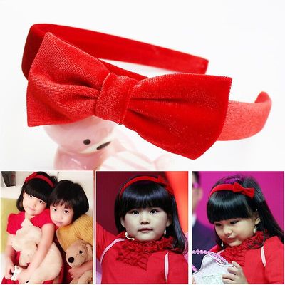Hår Tilbehør Børn Tiara Bowknot Baby Star Rød fløjl Hår Hoop Bow Baby Pandebånd Lacos De Cabelo Acessorio De Cabelo T