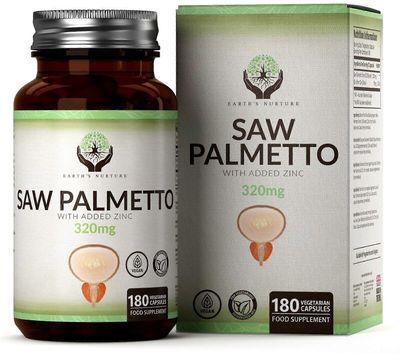 Earth's Nurture Saw Palmetto -uute sinkillä (320mg) 3 Bottles (540 Capsules)