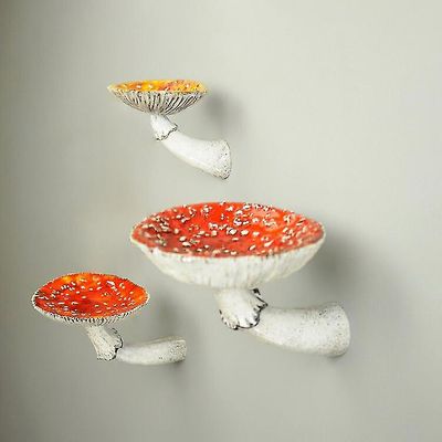 Yunshu 3PCS champignon form mini hylde, værelse væg indretning