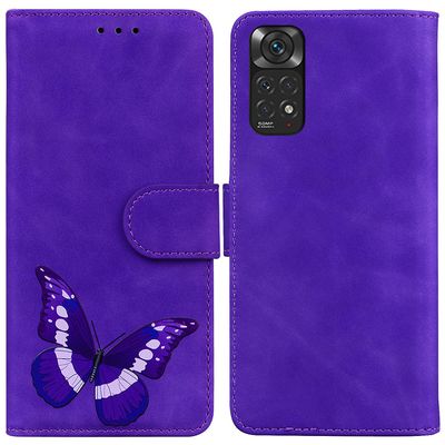 Etui til Xiaomi Redmi Note 11/ 11s Butterfly Cover Premium Læder Magnetisk- Pink Lilla