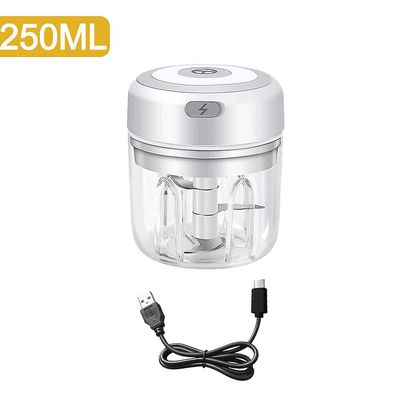 Elektrisk hvidløg Chopper Usb opladning Ginger Masher Machine robust holdbar Chili vegetabilsk knuser Hvid 250ml