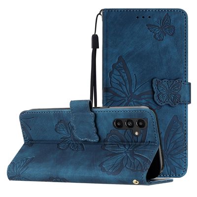 Gangxun Veske til Samsung Galaxy A54 5g Flip Folio Cover Med sommerfuglpreget Pu Leather Kickstand Kompatibel med Samsung Galaxy A54 5g Case Blå