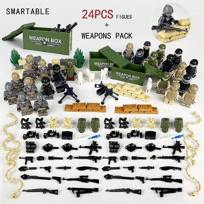 24PCS Militære Building Block Våpen Minifigurer Leker
