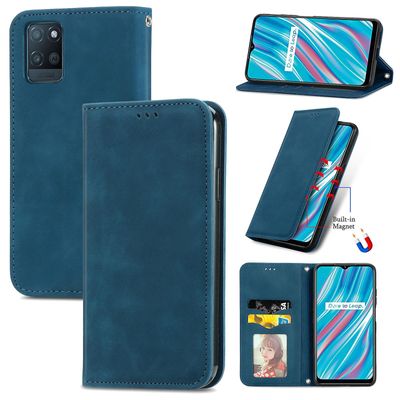 Gangxun Sag For Oppo Realme V11 5g Magnetisk Lukning Læder Tegnebog Cover Housse Etui Shockproof - Blå